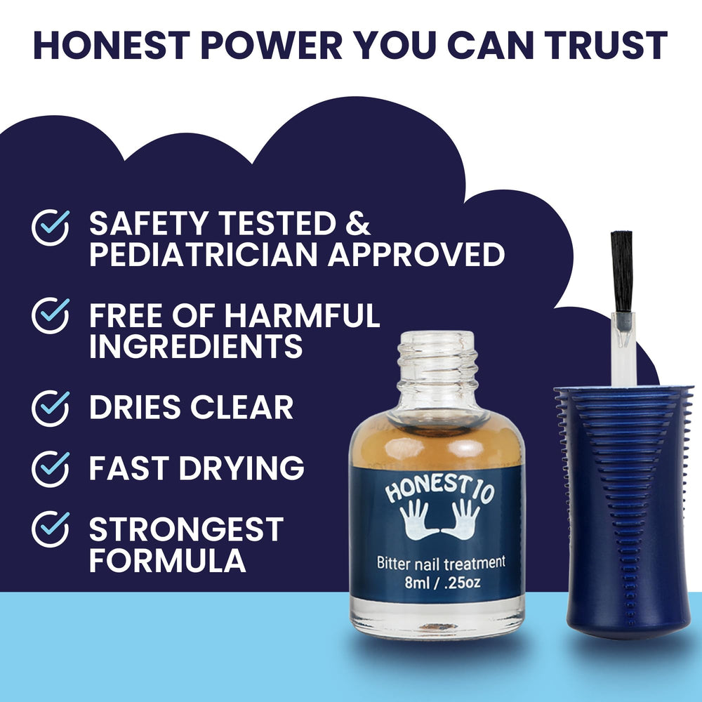 Nipit Honest10 bitter formula close-up bottle highlighting kid-friendly deterrent