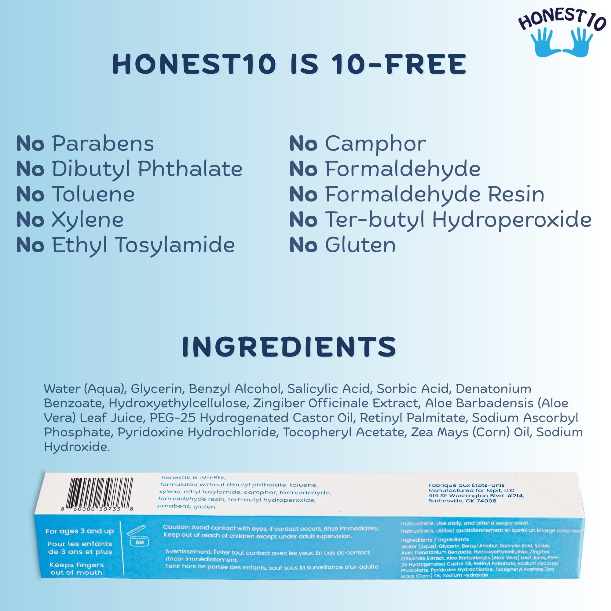 0.25 oz Nipit Honest10 bottle with matte finish details