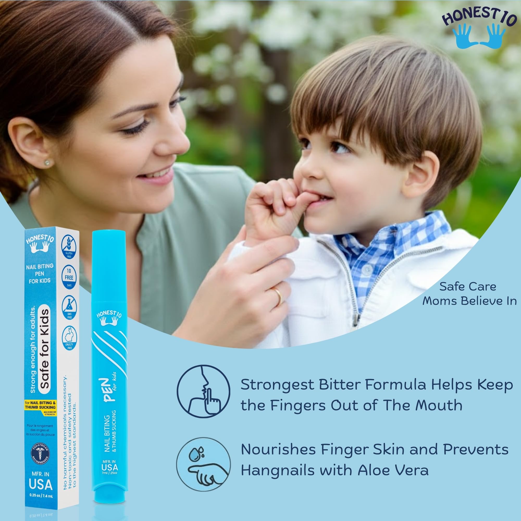 Nipit Honest10 packaging box highlighting safety and USA making