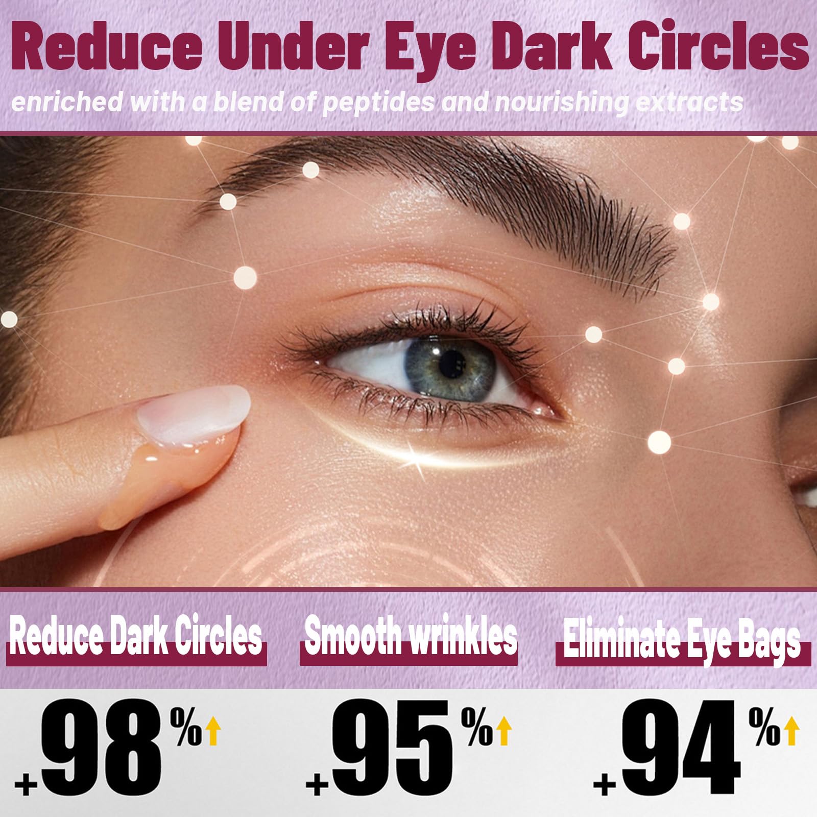 Niptic True Tone Eye Cream ingredients label highlights peptides and botanicals.
