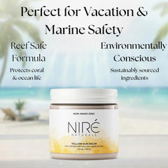 Niré Naturals packaging-inside image emphasizing glass jar and traceable US-made tallow.