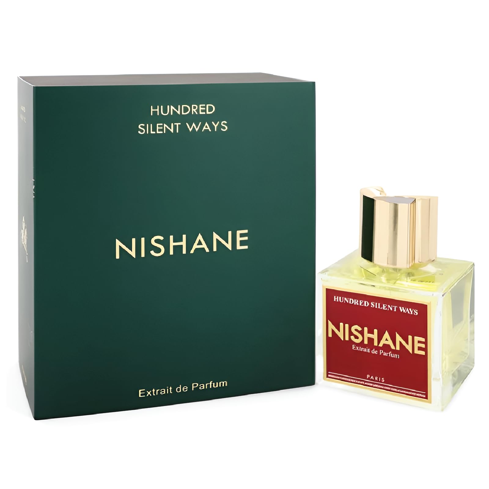 Nishane Hundred Silent Ways Extrait packaging back for gift-ready presentation.