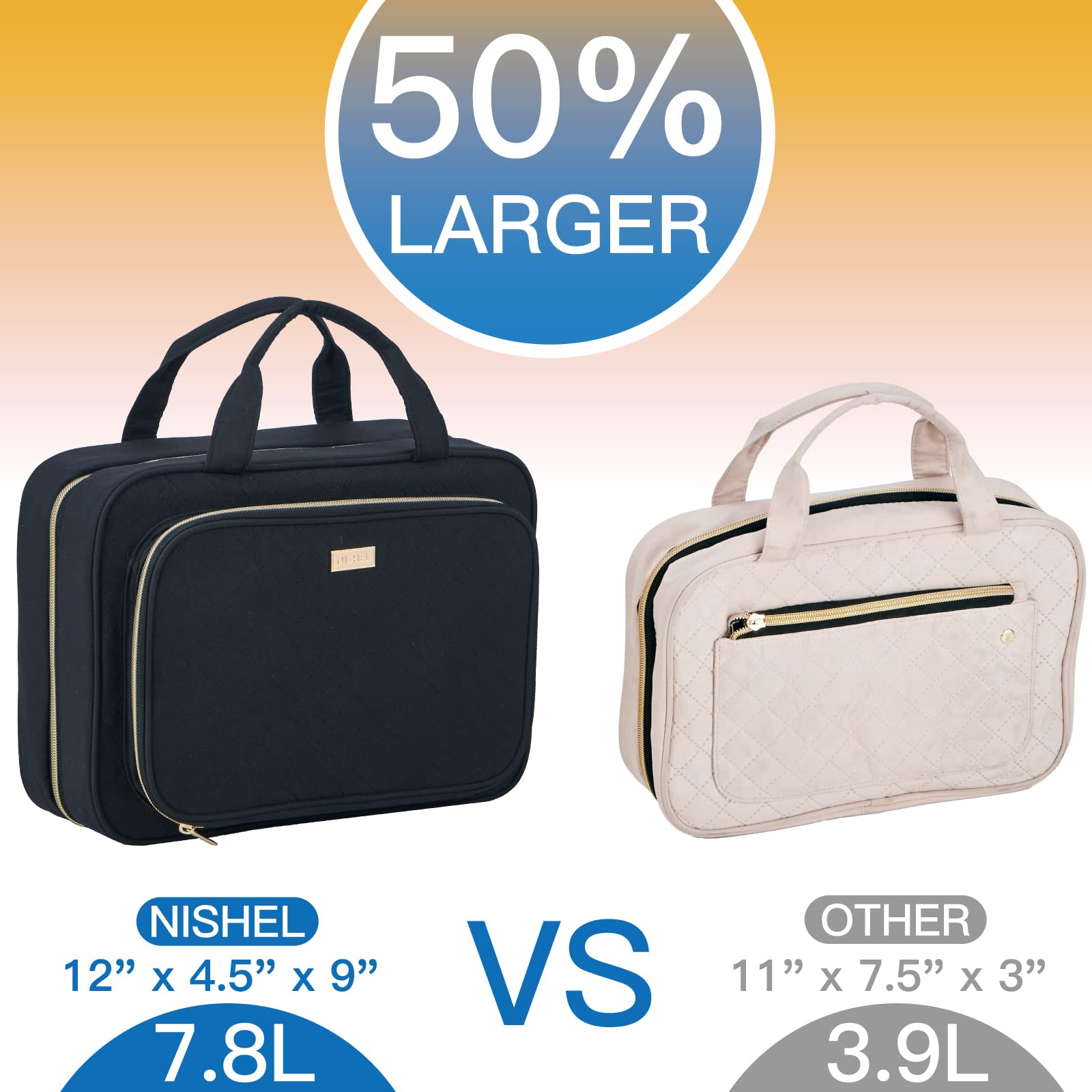 NISHEL bag front pocket holds brushes and large palettes for easy access
