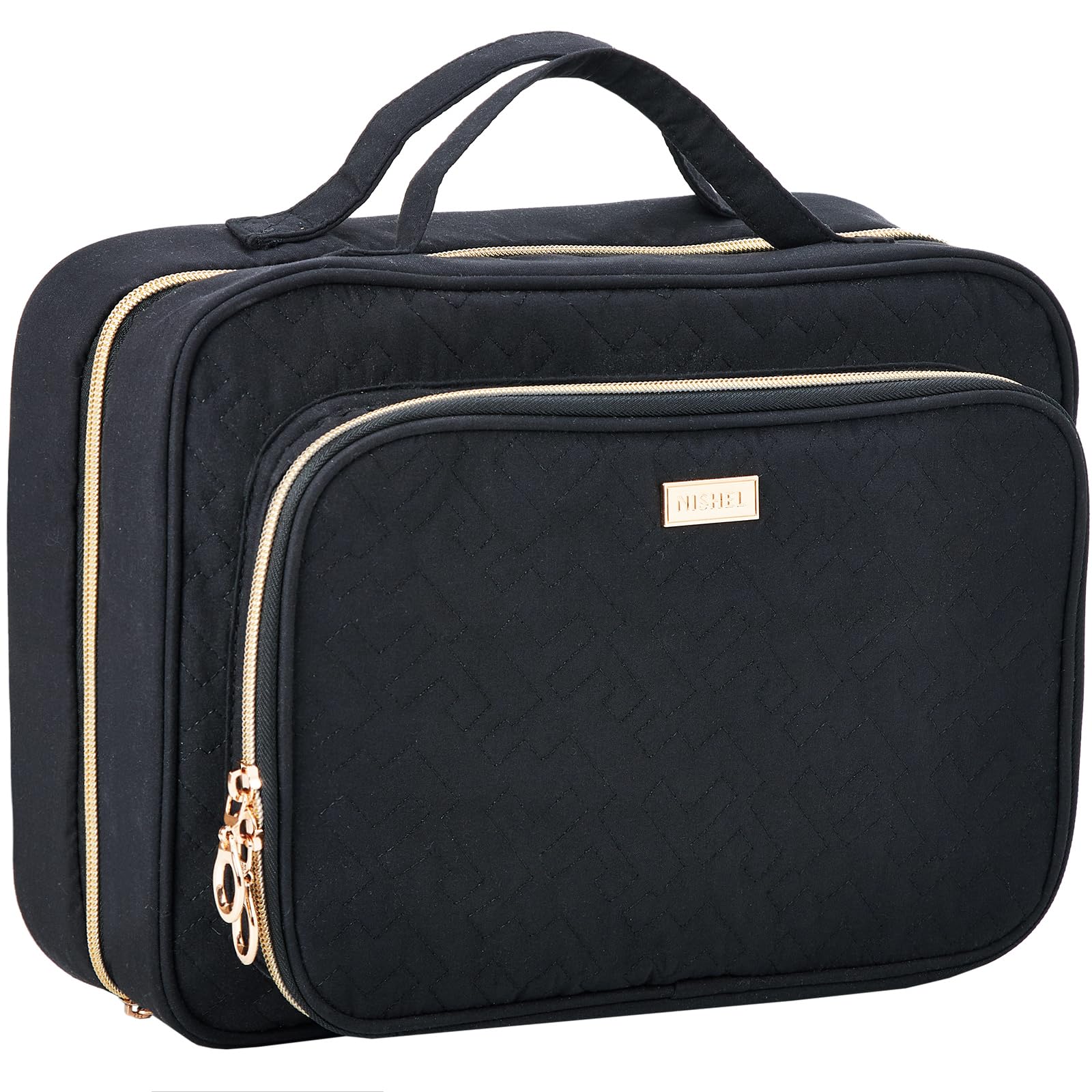 NISHEL hanging travel toiletry bag folded for compact packing and quick access