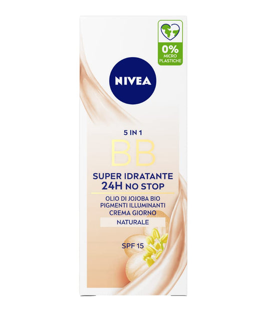 NIVEA 5-in-1 BB Cream Light bottle close-up showing hydrating finish
