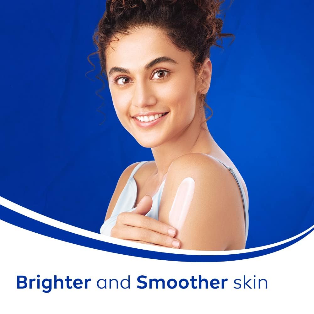 Daily-use routine setup with NIVEA lotion on bathroom shelf