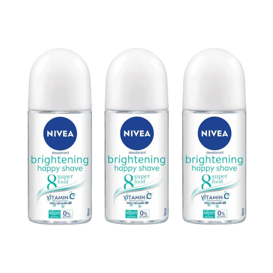 NIVEA Brightening Happy Shave roll-on bottle 50ml, product packaging and design