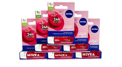 NIVEA cherry-flavored tinted lip care pack of six with SPF 10 for daily moisture and color