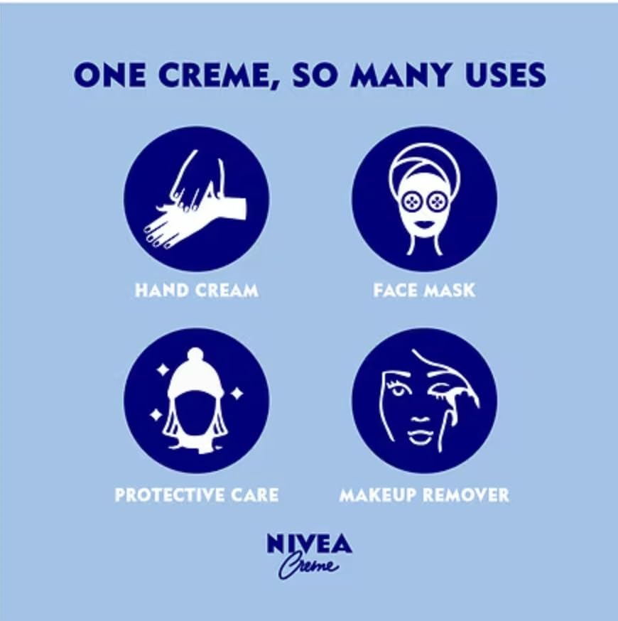 Two NIVEA tins on a bathroom shelf for on-the-go skincare.