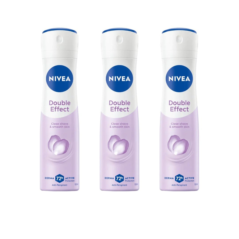 NIVEA Double Effect spray provides 72h protection for fresh underarms.