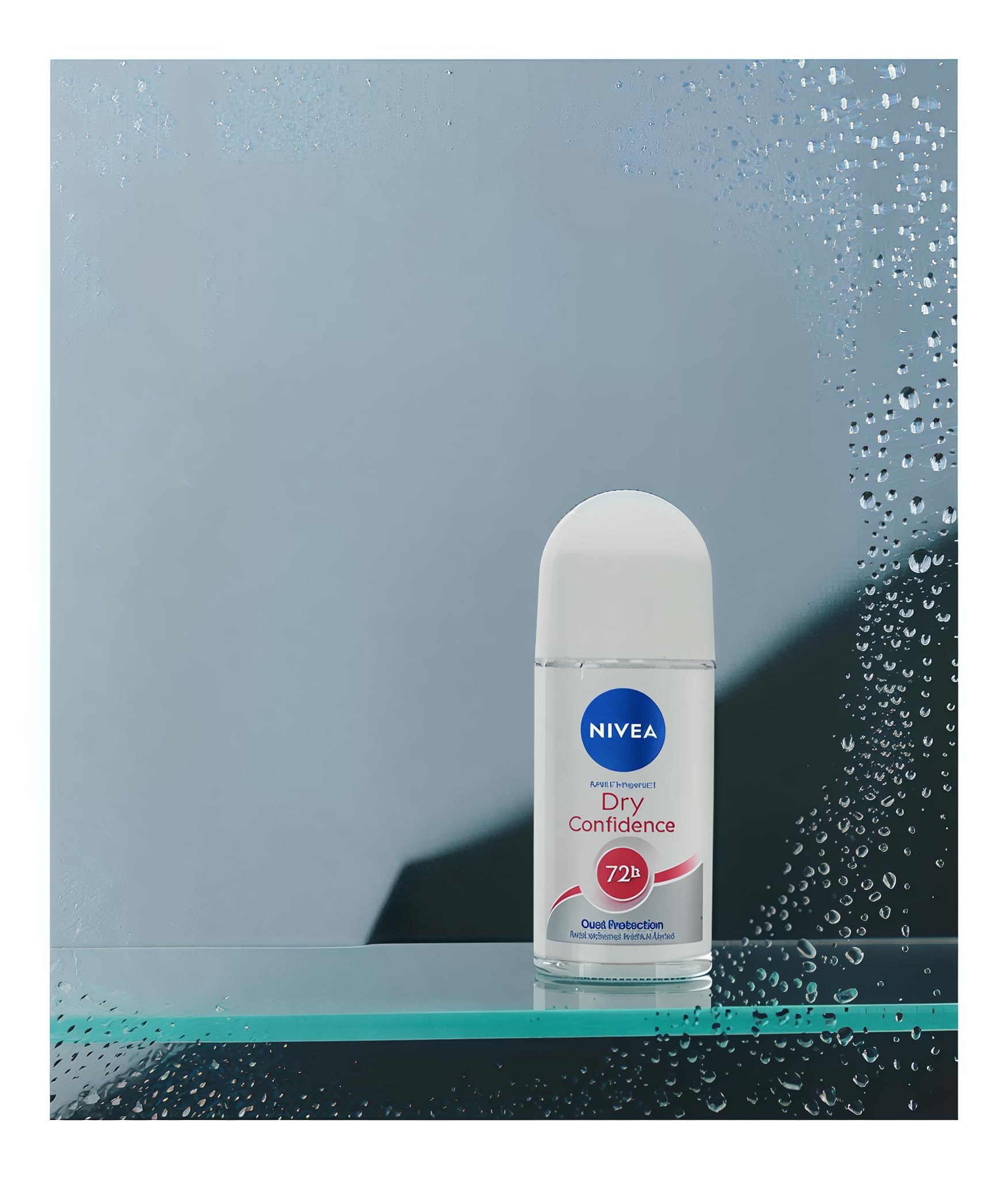 NIVEA Dry Comfort roll-on application scene, smooth glide and gentle protection.