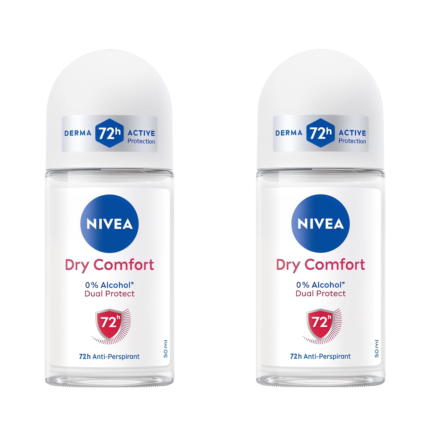 NIVEA Dry Comfort roll-on bottle showing compact design for all-day freshness and protection.