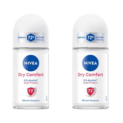 NIVEA Dry Comfort roll-on bottle showing compact design for all-day freshness and protection.
