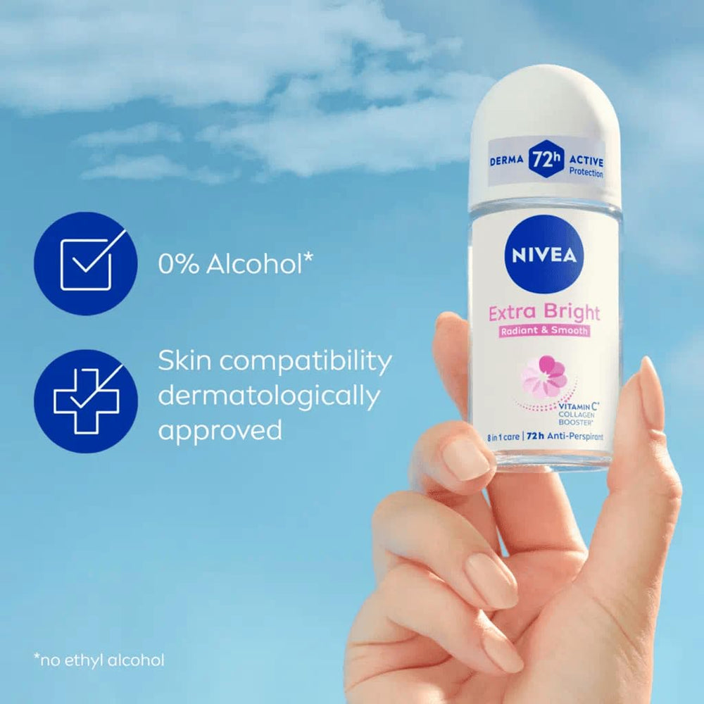 Triple-pack packaging of NIVEA Extra Bright for home and travel