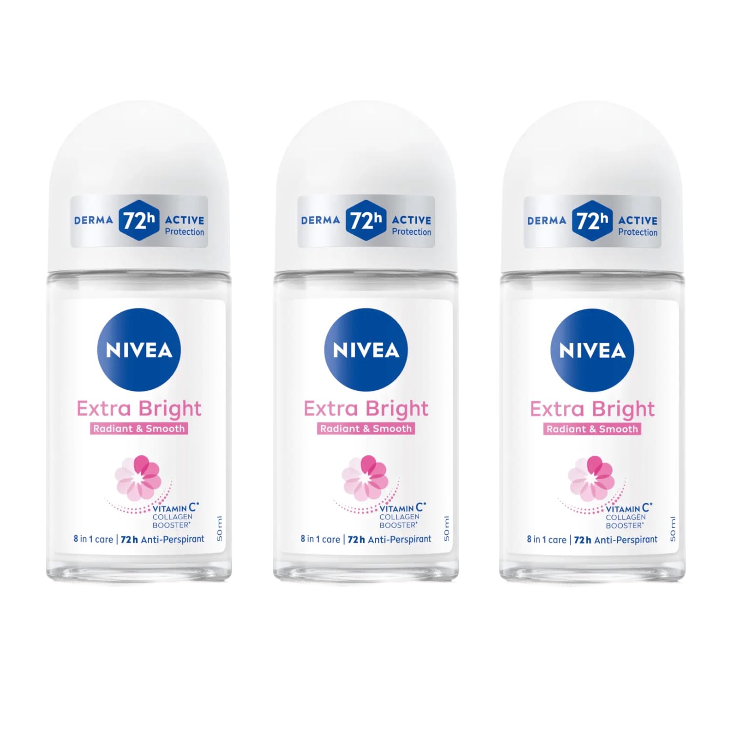 NIVEA Extra Bright vitamin C roll-on bottle showcasing brightening potential for underarms