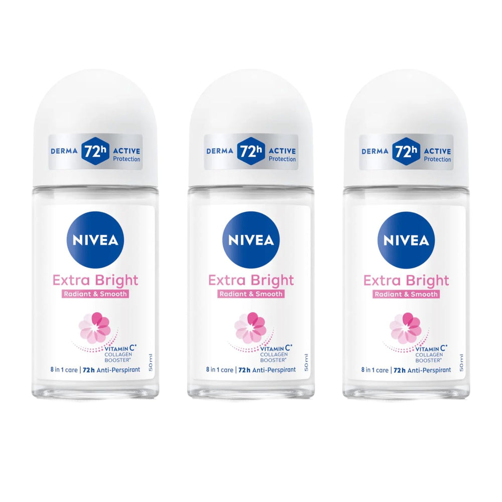 NIVEA Extra Bright vitamin C roll-on bottle showcasing brightening potential for underarms