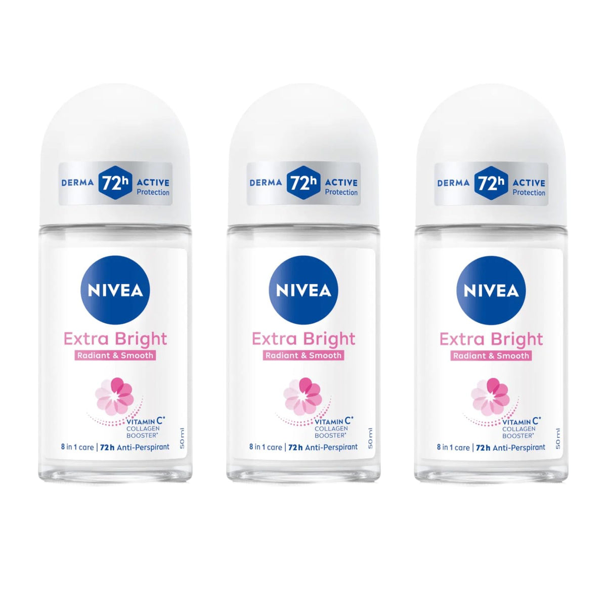 NIVEA Extra Bright vitamin C roll-on bottle showcasing brightening potential for underarms