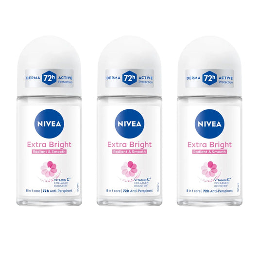 NIVEA Extra Bright vitamin C roll-on bottle showcasing brightening potential for underarms