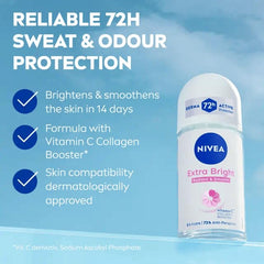 Applying NIVEA Extra Bright roll-on on the underarm for daily use