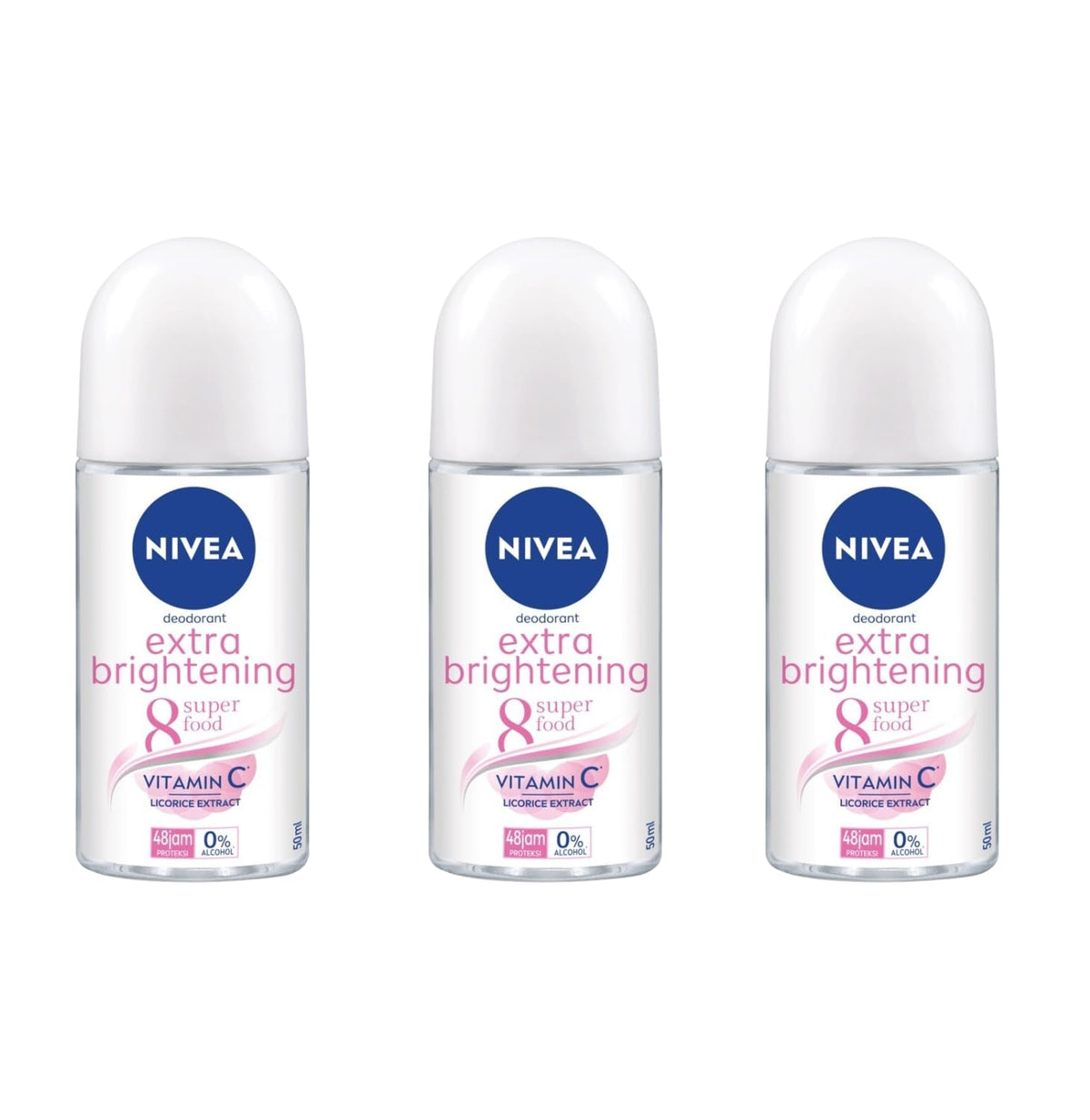 NIVEA Extra Brightening Flavor roll-on deodorant pack on display for daily freshness