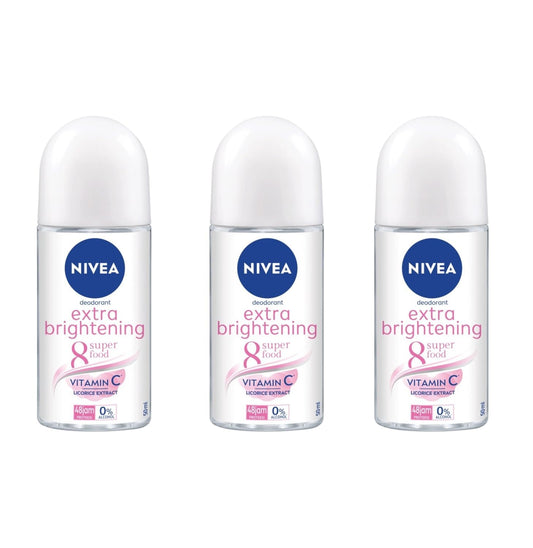 NIVEA Extra Brightening Flavor roll-on deodorant pack on display for daily freshness