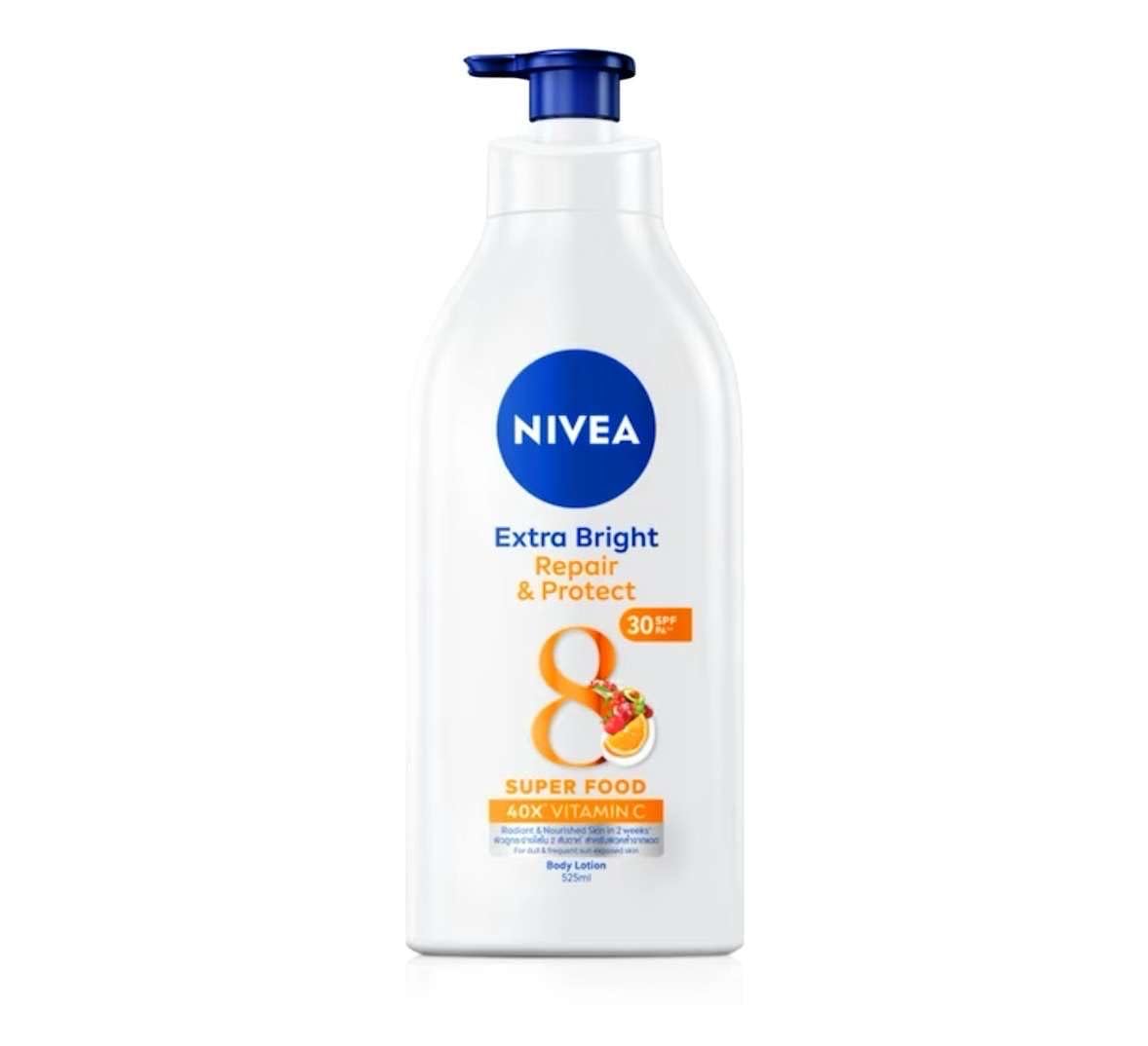 NIVEA Extra Repair bottle pour shows SPF30 protection for daytime use