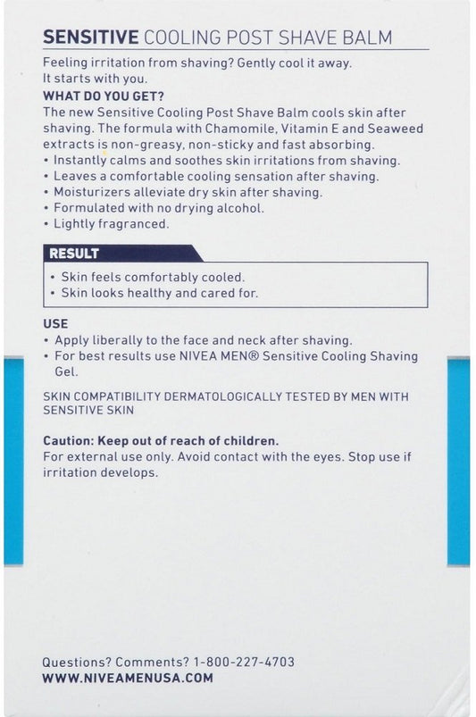 NIVEA for Men Sensitive Cooling Post Shave Balm being applied to the cheek for instant soothing and moisture