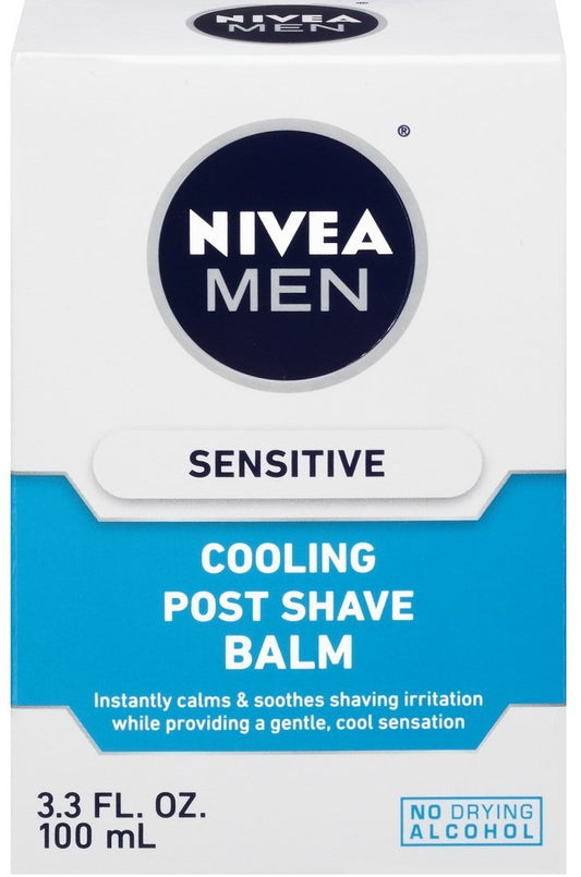 NIVEA for Men Sensitive Cooling Post Shave Balm bottle provides cooling relief after shaving