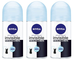 NIVEA Invisible for Black and White Pure roll-on bottle, easy daily use with clear applicator