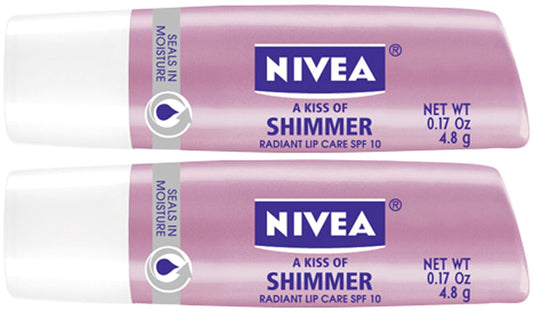 NIVEA A Kiss of Shimmer lip care stick with Pearly Shimmer for glossy, moisturized lips on the go.