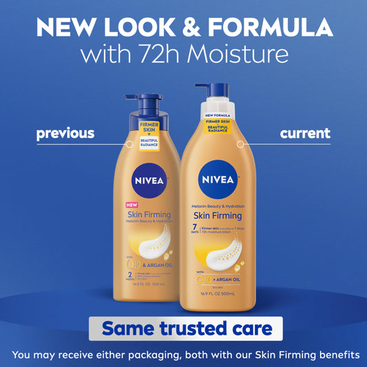 NIVEA Melanin Beauty Lotion texture close-up showing rich hydration.