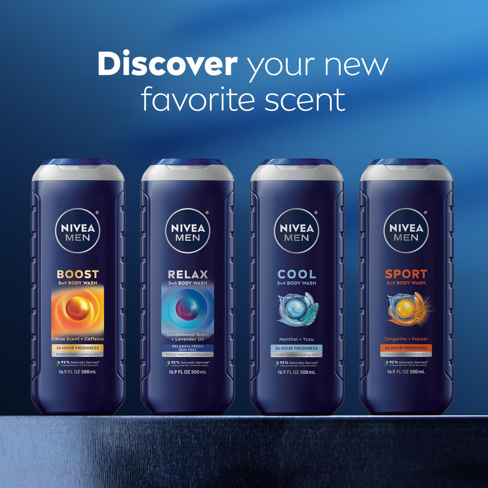 Three bottles pack front view for NIVEA MEN Boost.