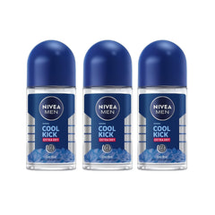 NIVEA Men Cool Kick roll-on bottle with 72-hour protection and fresh underarms.