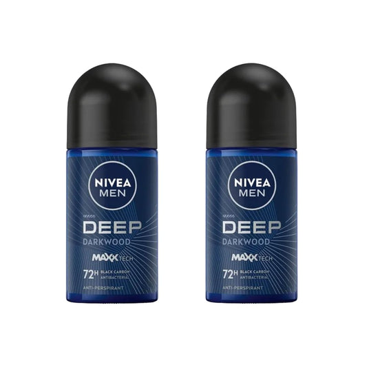 NIVEA Men Deep Darkwood MaxxTech roll-on bottle for long-lasting freshness