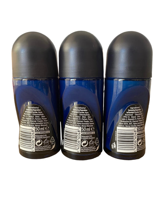 NIVEA Men roll-on application image showing easy glide for quick underarm refreshment.