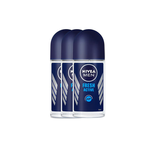 NIVEA Men Fresh Active Roll-On in use applying underarm protection during workout.