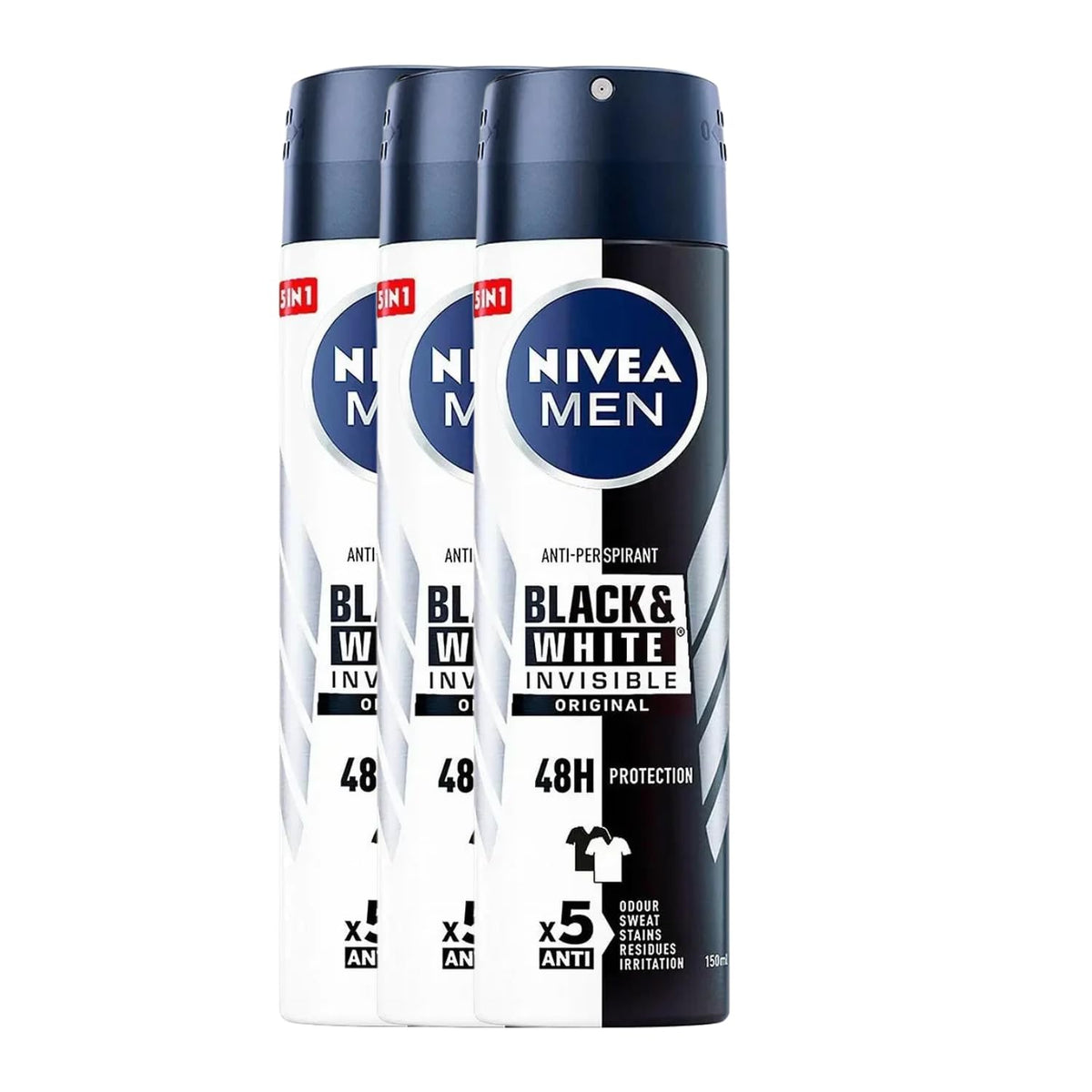 NIVEA Men Invisible Original spray bottle offering long-lasting protection and a fresh scent.
