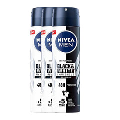 NIVEA Men Invisible Original spray bottle offering long-lasting protection and a fresh scent.