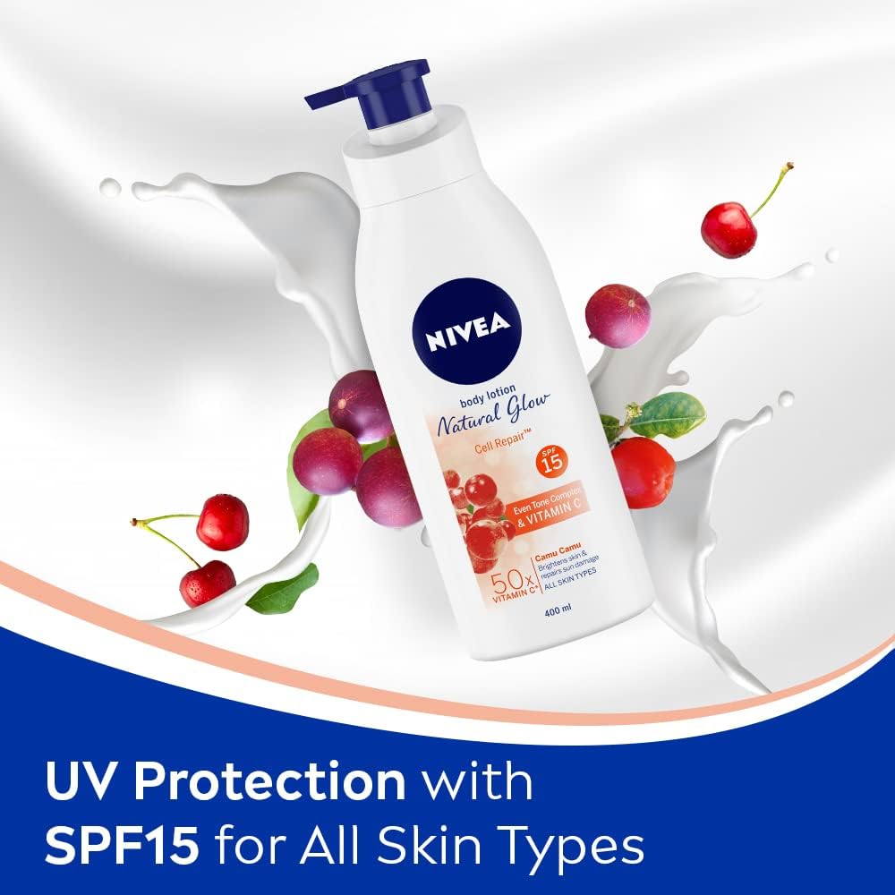 Hands applying NIVEA SPF 15 lotion during daytime routine