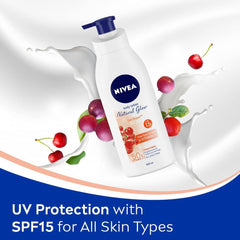 Hands applying NIVEA SPF 15 lotion during daytime routine