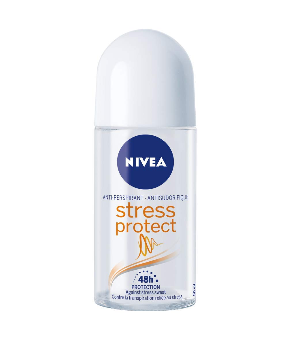 NIVEA Stress Protect zinc roll-on bottle showing the product and 50 ml capacity
