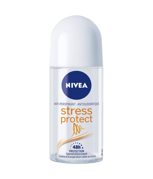 NIVEA Stress Protect zinc roll-on bottle showing the product and 50 ml capacity