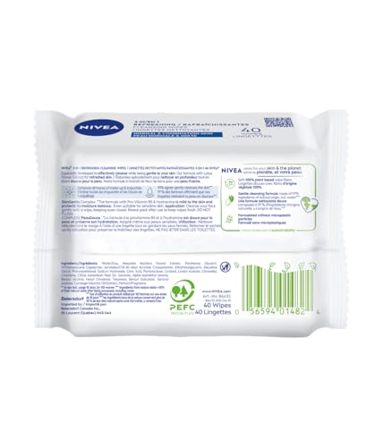 NIVEA wipes close-up texture shows gentle cleansing for sensitive skin.