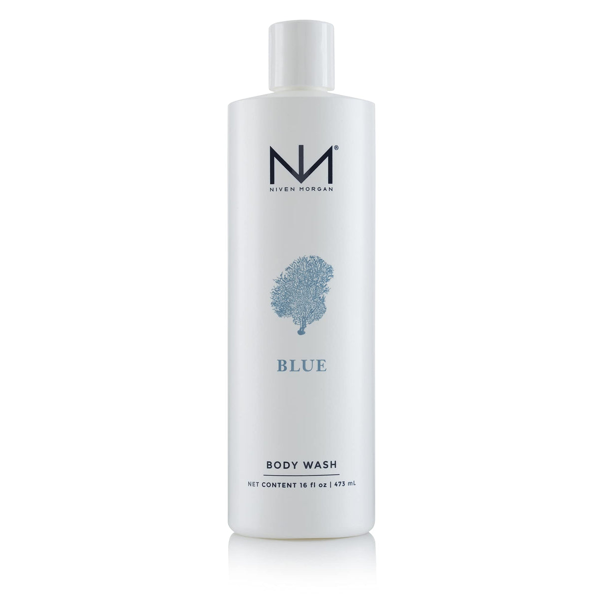 Niven Morgan Blue Body Wash 16oz bottle, refreshing cleanse with citrus and cedar for a coastal feel.