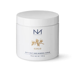 Niven Morgan Gold Bath Salt and Mineral Scrub 18oz for a relaxing soak and skin hydration.