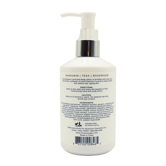 Niven Morgan lotion hand application showing silky texture for smooth, nourished skin
