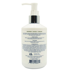 Niven Morgan Pepper-Sage-Cedar hand lotion pump for quick absorption and fragrance.