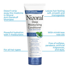 Nizoral mint and tea tree scent visible on label.