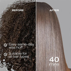 NK Professional Care Step 2 keratin treatment application close-up for straightening.
