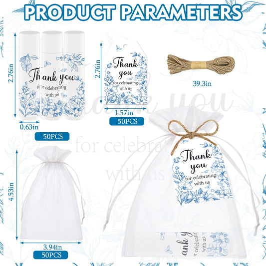 Nlicrst blue flower design card tag adds elegant thanks to guests